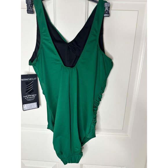 New Size 12 Miraclesuit Womens Green Oceanus One-Piece Swimsuit Draped Slimming - Picture 6 of 7
